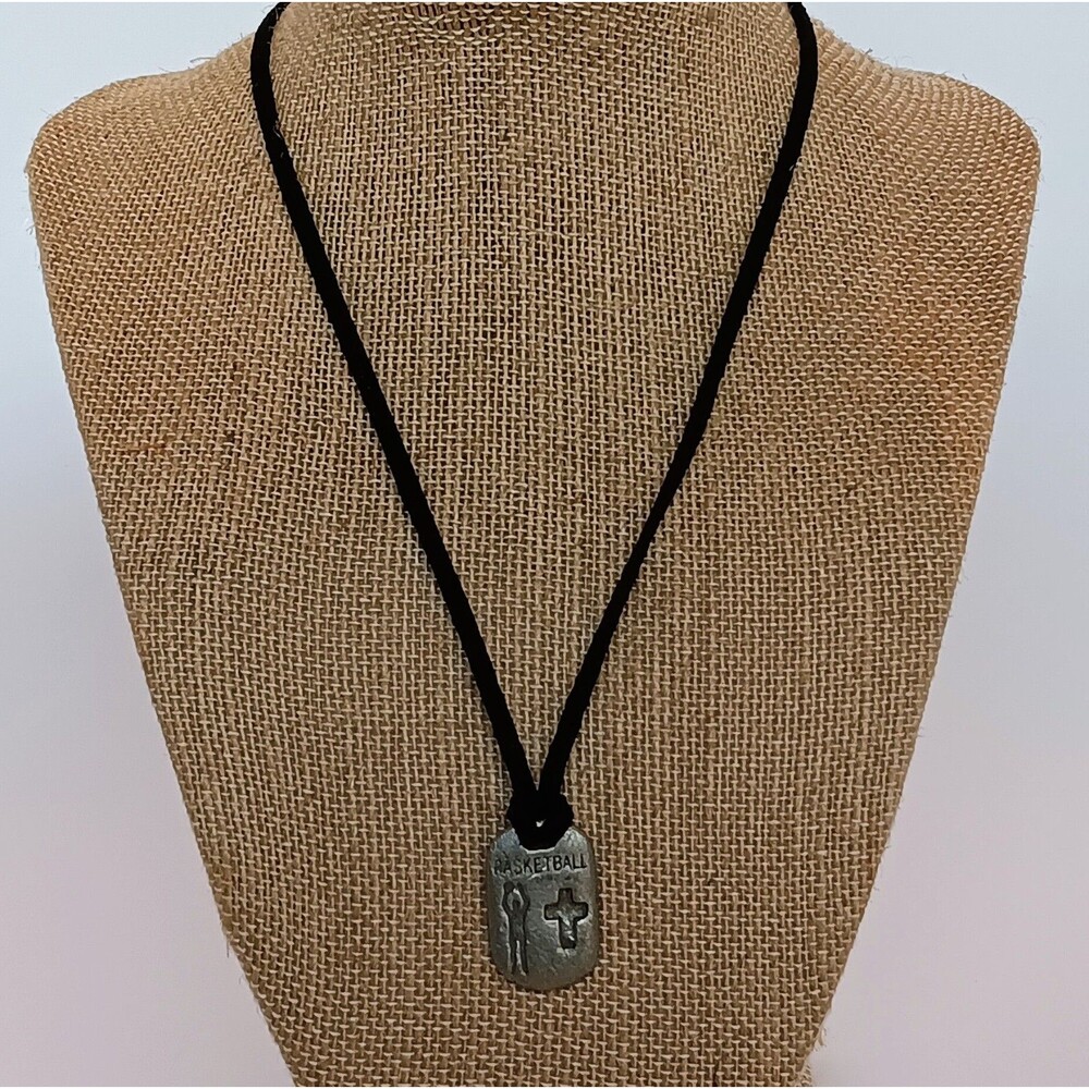 Pewter Christian Basketball Pendant Premeir Designs Black Cord